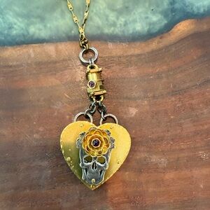 Gold and Silver Heart Pendant Necklace